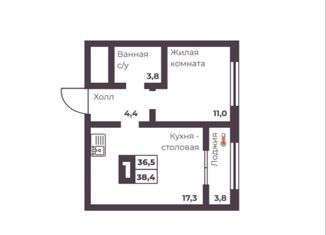 Продам 1-комнатную квартиру, 36.5 м2, Челябинск, проспект Ленина, 4Г