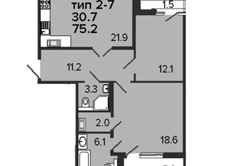 2-комнатная квартира на продажу, 78.45 м2, Санкт-Петербург, 12-я Красноармейская улица, 26, метро Технологический институт-1