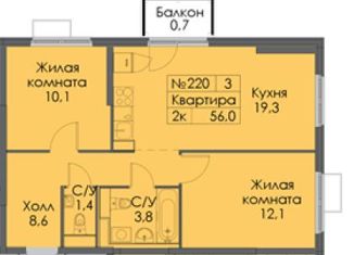 Продажа двухкомнатной квартиры, 55.3 м2, Ленинградская область, Голландская улица, 18к1