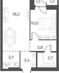 2-ком. квартира на продажу, 43.9 м2, Новосибирск, улица Аэропорт, 60, ЖК Нормандия-Неман