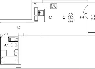 Продаю квартиру студию, 23.6 м2, деревня Анкудиновка, Русская улица, 19