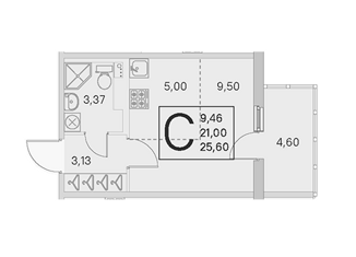 Продаю квартиру студию, 25.6 м2, посёлок Стрельна, проспект Будённого