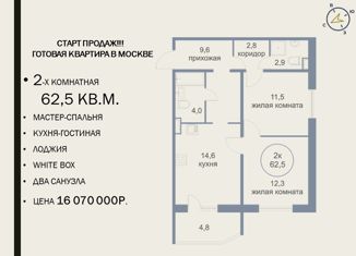Продается двухкомнатная квартира, 62.5 м2, Москва, Проектируемый проезд № 812, 309к3