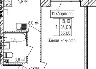 Продается однокомнатная квартира, 35.6 м2, деревня Карабиха, Московское шоссе, 64