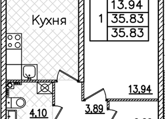 Продам 1-комнатную квартиру, 35.83 м2, Санкт-Петербург, Полюстровский проспект, 28, Калининский район