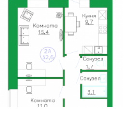 Продаю 2-ком. квартиру, 52.6 м2, посёлок Московский, Новая улица, 17