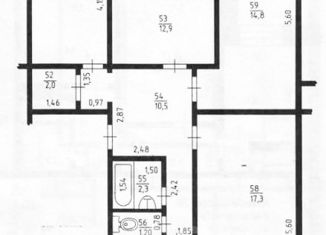 4-комнатная квартира на продажу, 77 м2, Тольятти, Железнодорожная улица, 1