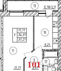 Продажа однокомнатной квартиры, 34.4 м2, Тольятти, ЖК Южный Бульвар