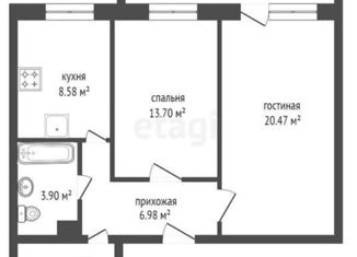 Продам 2-комнатную квартиру, 61.1 м2, Красноярск, Норильская улица, ЖК Западный