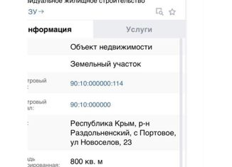 Продается участок, 8 сот., село Портовое, улица Новосёлов