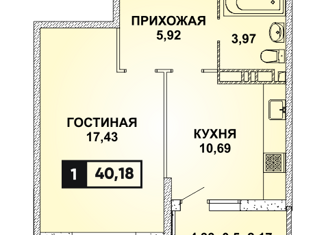 Продажа 1-комнатной квартиры, 40.18 м2, Краснодар, улица им. Героя Яцкова И.В., 19, микрорайон Губернский