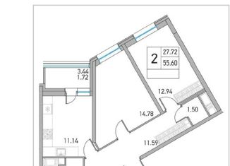 Продам 2-комнатную квартиру, 55.6 м2, Санкт-Петербург, ЖК Дом на Львовской, Львовская улица, 9с1