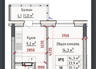 Продам 1-комнатную квартиру, 35.1 м2, Барнаул, Северный Власихинский проезд, 104, ЖК Балтийская крепость