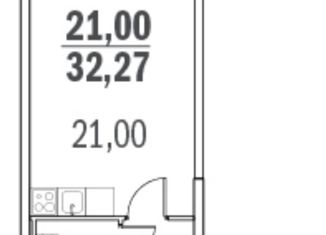 Сдам квартиру студию, 30.4 м2, Санкт-Петербург, Парашютная улица, 38к1