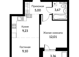 Продается однокомнатная квартира, 40.69 м2, Екатеринбург, улица Олега Кошевого, 1, ЖК Уктус