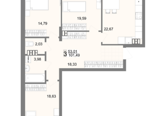 Продается 3-комнатная квартира, 101.49 м2, Екатеринбург, Переходный переулок, 3А, Переходный переулок