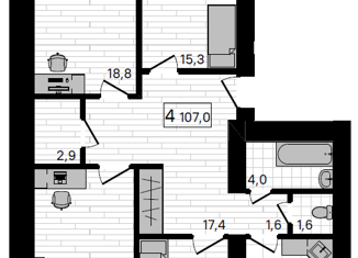 Продается четырехкомнатная квартира, 107 м2, село Чигири, Красивая улица, 23А