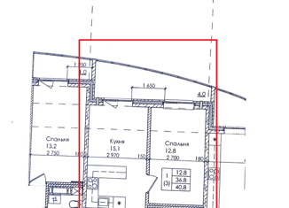 1-ком. квартира на продажу, 40.5 м2, Ленинградская область, улица Иоанна Кронштадтского, 2