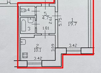 1-комнатная квартира на продажу, 38.1 м2, Санкт-Петербург, Хасанская улица, 4к1А, метро Улица Дыбенко