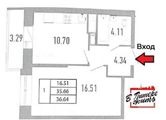 Продажа 1-ком. квартиры, 35.6 м2, Санкт-Петербург, Полевая Сабировская улица, 45к1, Полевая Сабировская улица