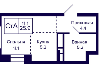 Продажа квартиры студии, 25.9 м2, Новосибирская область, Красносельская улица, 6