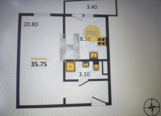 Продаю однокомнатную квартиру, 35.75 м2, микрорайон Вишнёвая Горка, улица Вишнёвая Аллея, 2