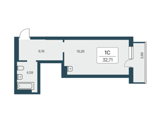 Квартира на продажу студия, 32.71 м2, Новосибирск, улица Зорге, 229/3, ЖК Времена года