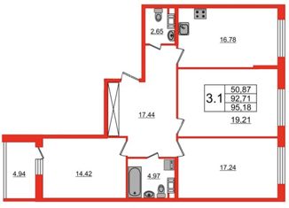 Продам 3-комнатную квартиру, 95 м2, Санкт-Петербург, улица Александра Матросова, 1с1, ЖК Притяжение