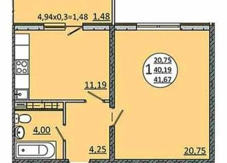 Продажа однокомнатной квартиры, 40 м2, Краснодар, микрорайон КСК, Магистральная улица, 11