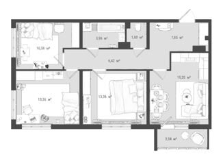 Продается трехкомнатная квартира, 76 м2, Томск, ЖК Войков