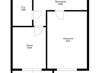 Однокомнатная квартира на продажу, 35.5 м2, аул Новая Адыгея, Бжегокайская улица, 19к2, ЖК Виноградъ