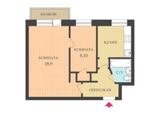 Продам двухкомнатную квартиру, 44.1 м2, Ставрополь, Передовой проезд, 7, микрорайон №23