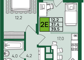 Продается 1-комнатная квартира, 37.4 м2, Тульская область, улица Героя России Горшкова, 8