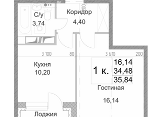 Однокомнатная квартира на продажу, 36 м2, Санкт-Петербург, Земледельческая улица, 3, муниципальный округ Чёрная Речка