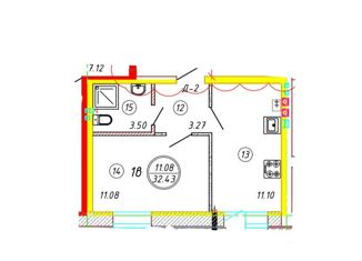 Продам 1-комнатную квартиру, 32.43 м2, село Высокая Гора, Большая Красная улица, 30