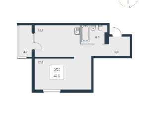 Продаю 2-ком. квартиру, 47.6 м2, Новосибирск, Игарская улица, метро Заельцовская