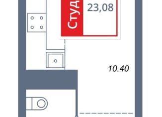 Продам квартиру студию, 23 м2, Октябрьский, 38-й микрорайон, 6