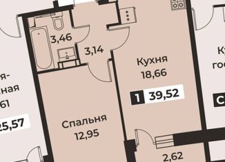 Продается 1-ком. квартира, 39.52 м2, Мурино, проспект Авиаторов Балтики, 25