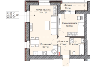 Продается 2-комнатная квартира, 47.3 м2, Киров, Березниковский переулок, 28, ЖК Северный