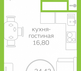 Продаю квартиру студию, 24.42 м2, Тюмень, улица Вице-адмирала Воронцова, 9, ЖК Первая линия. Гавань