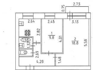 Продам 2-ком. квартиру, 45 м2, Глазов, проезд Монтажников, 3