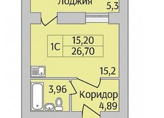 Продажа квартиры студии, 26.7 м2, Новосибирск, улица Юности, 3, улица Юности