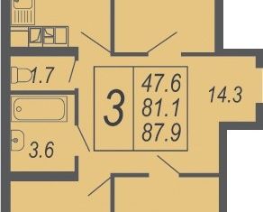 Продам трехкомнатную квартиру, 90 м2, Краснодар, ЖК Дружный, улица Адмирала Серебрякова, 3к3