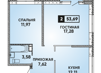 Продам 2-ком. квартиру, 53.69 м2, Краснодар, улица им. Героя Яцкова И.В., 19к3, микрорайон Губернский