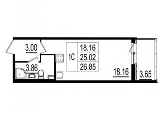 Квартира на продажу студия, 25 м2, Санкт-Петербург, ЖК Солнечный Город