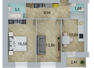 Продаю 2-комнатную квартиру, 56.79 м2, Омск, 3-я Енисейская улица, 28/1, ЖК Атланты