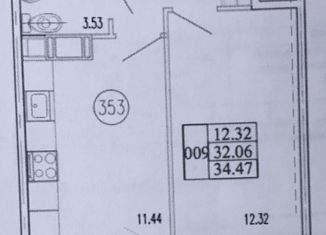Продажа однокомнатной квартиры, 34.5 м2, Кудрово, Европейский проспект, 22/1, ЖК Европейский парк