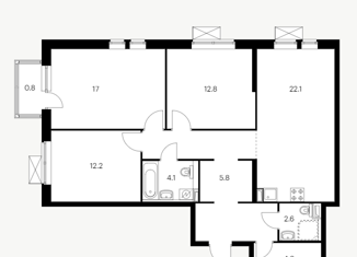 Продажа 3-ком. квартиры, 91 м2, Екатеринбург, жилой комплекс Исеть Парк, 2