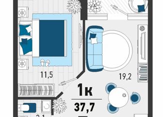 Продается 1-комнатная квартира, 37.7 м2, село Агой, Конечная улица, 4