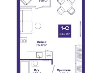 Продам квартиру студию, 34.77 м2, рабочий посёлок Краснообск, Восточная улица